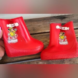 DISNEY/ MICKEY SZ 5C VGUC RED MICKEY MOUSE pull on waterproof rainboots